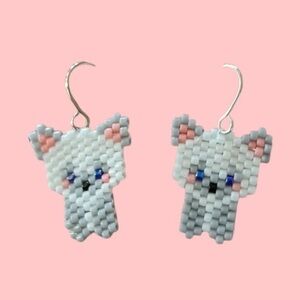 Siamese cat earrings cute cat gift groomer cat sitter seed beaded handwoven